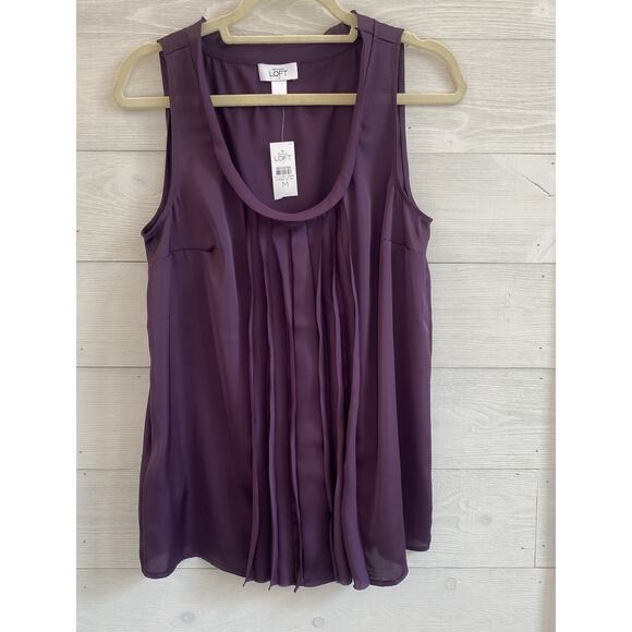 Loft Blouse Womens Size Medium NEW WITH TAGS Purple Office Career Flowy Tank Top - Picture 7 of 7